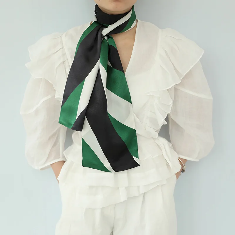 

Autumn New Geometry Simple Women Scarf Hangzhou Silk Real Silk Scarf Long Multi-functional Ribbon Silk Scarves