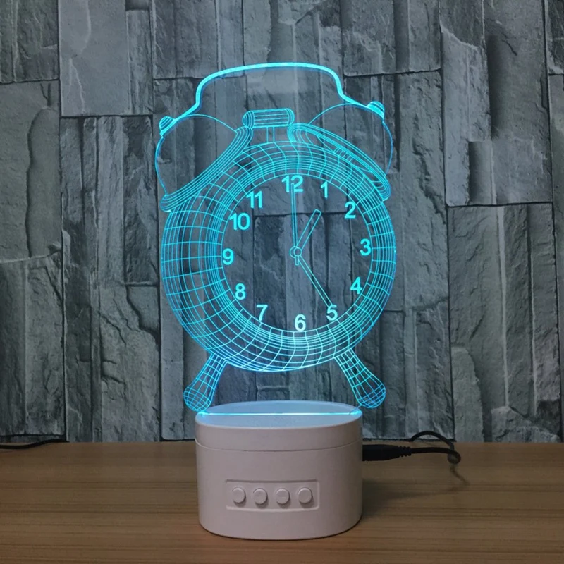 3D будильник Оптическая иллюзия Видимый ночник с Bluetooth динамик база Светодиодная настольная лампа, 5 цветов для Usb, дети ребенок Sl