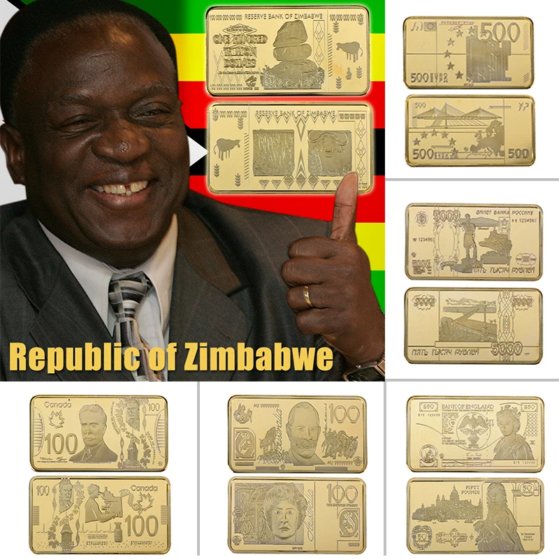 WR фальшивый Золотой бар, Zimbabwe вийский 100 триллион долларов, Золотая копия монеты, металлические монеты иностранных валют, криптовалюта, коллекционные вещи, подарок