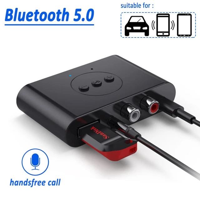  Adaptador auxiliar Bluetooth 5.0 para coche, receptor Bluetooth  para el sistema estéreo del coche y auriculares, adaptador auxiliar  Bluetooth, transmisor Bluetooth inalámbrico 2 en 1 y receptor para llamadas  manos libres : Electrónica