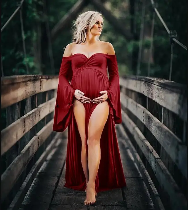 Платье для беременных платье Макси платье с расклешенными рукавами фотосъемка беременных платья женское платье