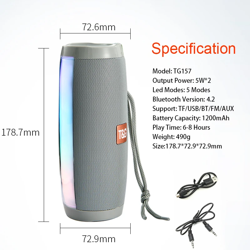 LED 컬러 라이트 블루투스 호환 스피커, 무선 휴대용 HIFI 360 ° 스테레오 컬럼 방수 오디오 마이크 TF 중저음