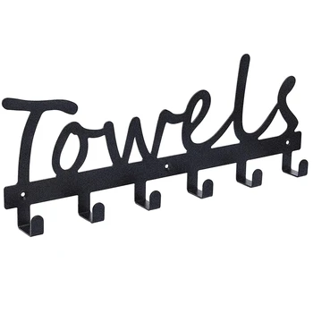 

Towel Hooks Bathroom Towel Racks Towel Holder & Organizer Black Sandblasted Wall Mounted 6 Hook Door Hooks Rustproof