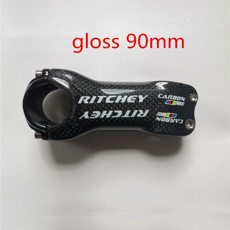 gloss 90mm Горячая велосипед Углеродные Частицы карбоновый руль полностью из углеродного волокна, шоссейный горный велосипед вынос руля с труба из углеродистого волокна 3K ткань 80/90/100/110 мм из углерода велосипед stem - Цвет: gloss 90mm