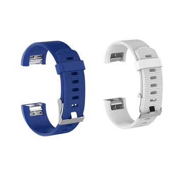 

2x Smart Wrist Band Replacement Parts for Fitbit Charge 2 Strap for Fit Bit Charge2 Flex Wristband Blue & White
