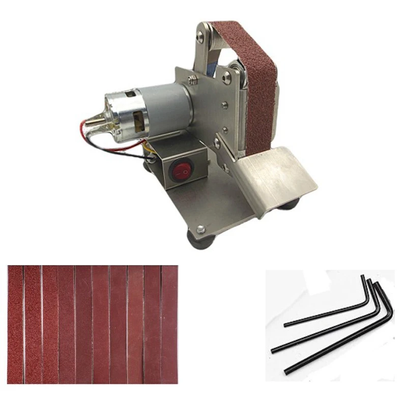 

Aluminum Alloy CNC Machining 330x15mm Belt Sander Polishing Grinding Machine Edge Sharpene 9000RPM With 10 Belts