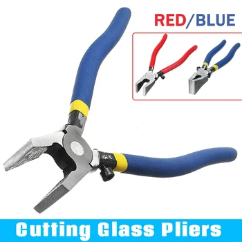 

Drillrpo 1Pcs Blue/Red Non-slip Handle Breaking/Cutting Glass Pliers Stained Glass Tools Flat End Pliers Hand Tools