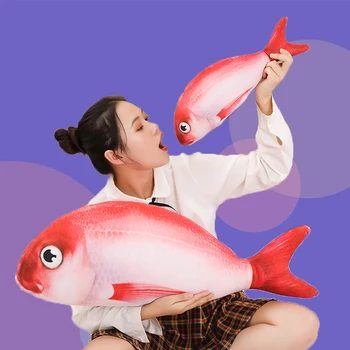 

100cm Giant Funny Plush Fish Shape Pillow Soft Simulation Fish Toy Stuffed Interactive Toy Cushion Stuffed Animal Kids Xmas Gift