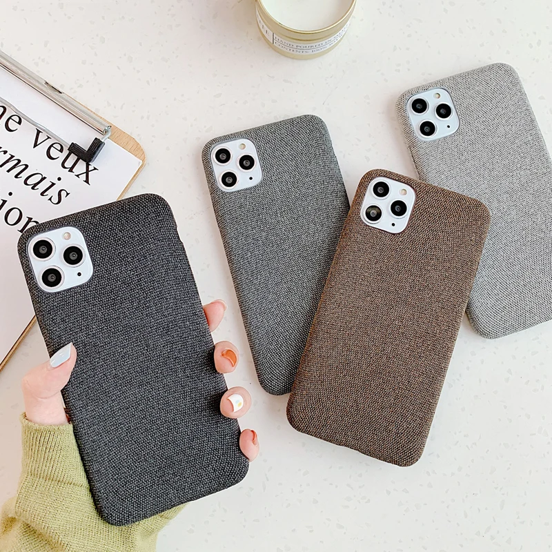 

Ottwn For iPhone 11 Case Warm Plush Cases For iPhone 11 Pro XS Max XR X 6 6s 7 8 Plus Cotton Linen Canvas Fabrics Soft TPU Cover