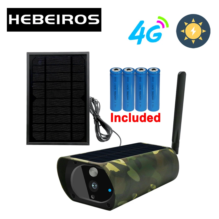 Hebeiros Outdoor 4G SIM Card Camouflag Hunting Camera 1080P Solar Power IP Battery IP67 Wireless Surveillance CCTV | Безопасность и