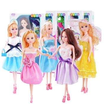 

1/6 BJD Doll 30CM 6 Joints Baby Toys For Girls DIY Barbie doll Gift box With Bag umbrella Comb shoes accessory 3D eyes Baby Gift
