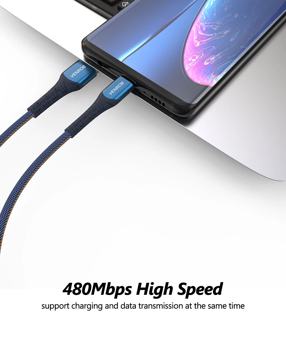 Venroii usb type C кабель для huawei mate 30 20 Pro 5A Supercharge Кабо для P30 P20 P10 Honor Быстрая зарядка USBC type-C кабель для передачи данных