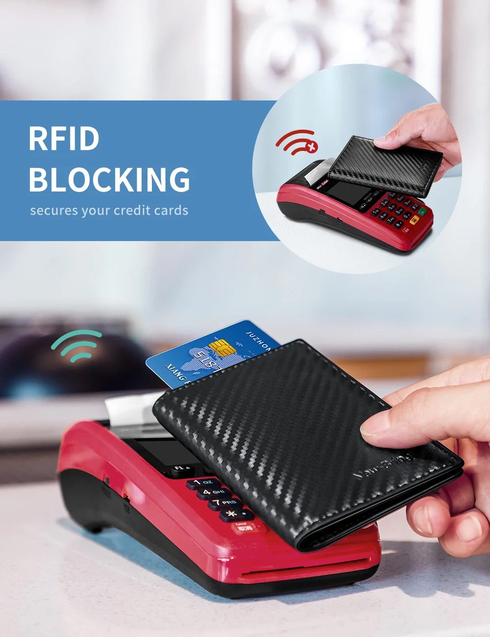 NewBring из углеродного волокна кожаный ID кредитный держатель для карт RFID Блокировка Бумажник Обложка водительские права кошелек