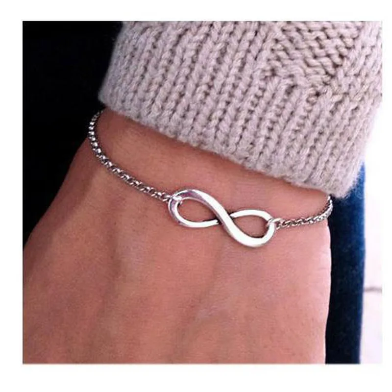 LISMLISM браслеты с подвесками для женщин с цифрой 8 браслет с кисточками для девочек Европейский цвет розовое золото модные украшения Винтажные браслеты из цинкового сплава