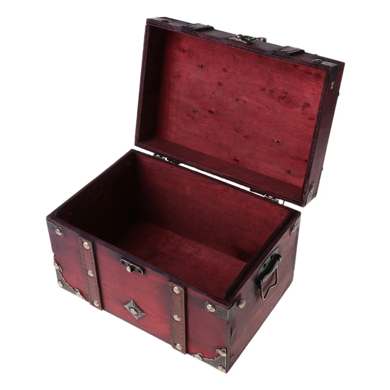 2021 New Treasure Chest Vintage Wooden Storage Box Antique Style Jewelry Organizer for Trinket home Mask box | Дом и сад
