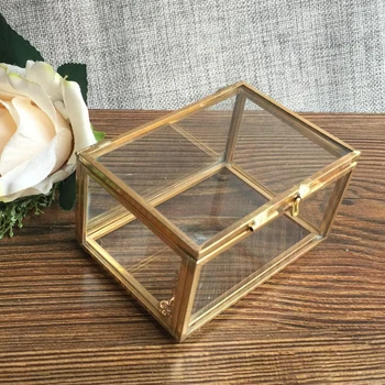 

Classic Style Geometric Glass Clear Jewelry Box Terrarium Box Tabletop Succulent Plants Box