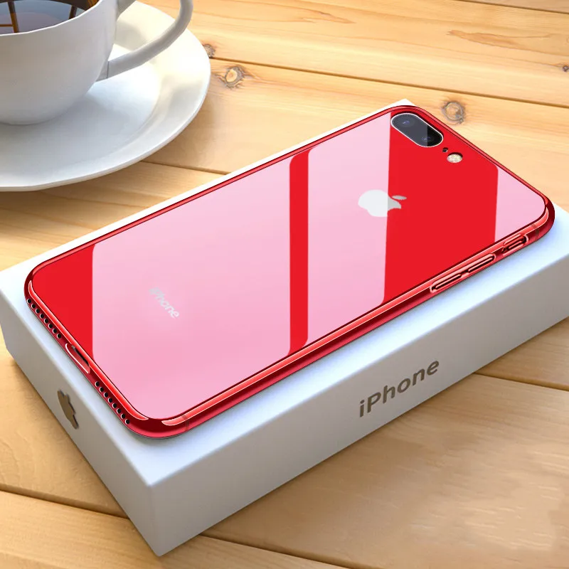 

Luxury Tempered Glass Phone Case For iPhone 6 7 8Plus Shockproof Electroplate Plating Frame Case Cover for iphone XR XS MAX
