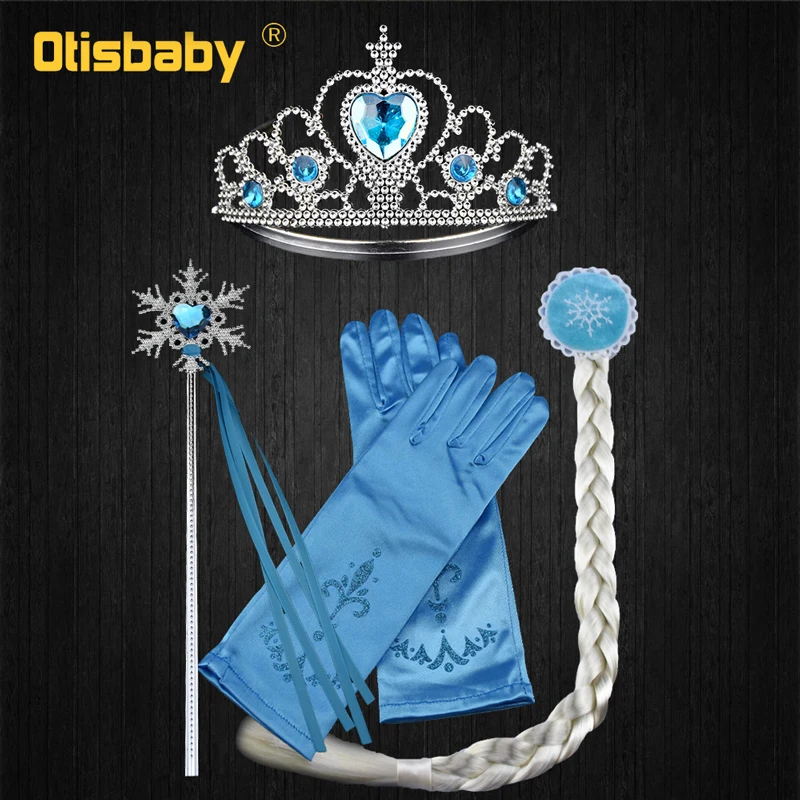 Accessories A Новое рождественское платье Снежной Королевы Эльзы, платье короны, новогодний Детский костюм для костюмированной вечеринки, зимнее пальто Эльзы с длинными рукавами и накидкой, костюм - Цвет: Accessories A