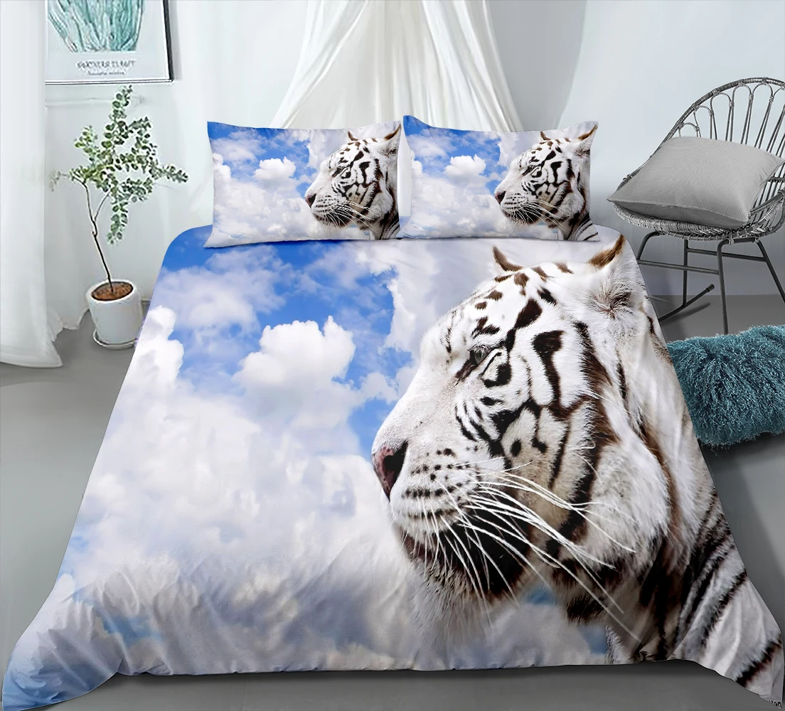 3d Colorful Tiger/Lion Bedding Set Stylish Comfortable Down Bedding Set Children Bedding Set Animal Printed Home Textile Set double duvet covers