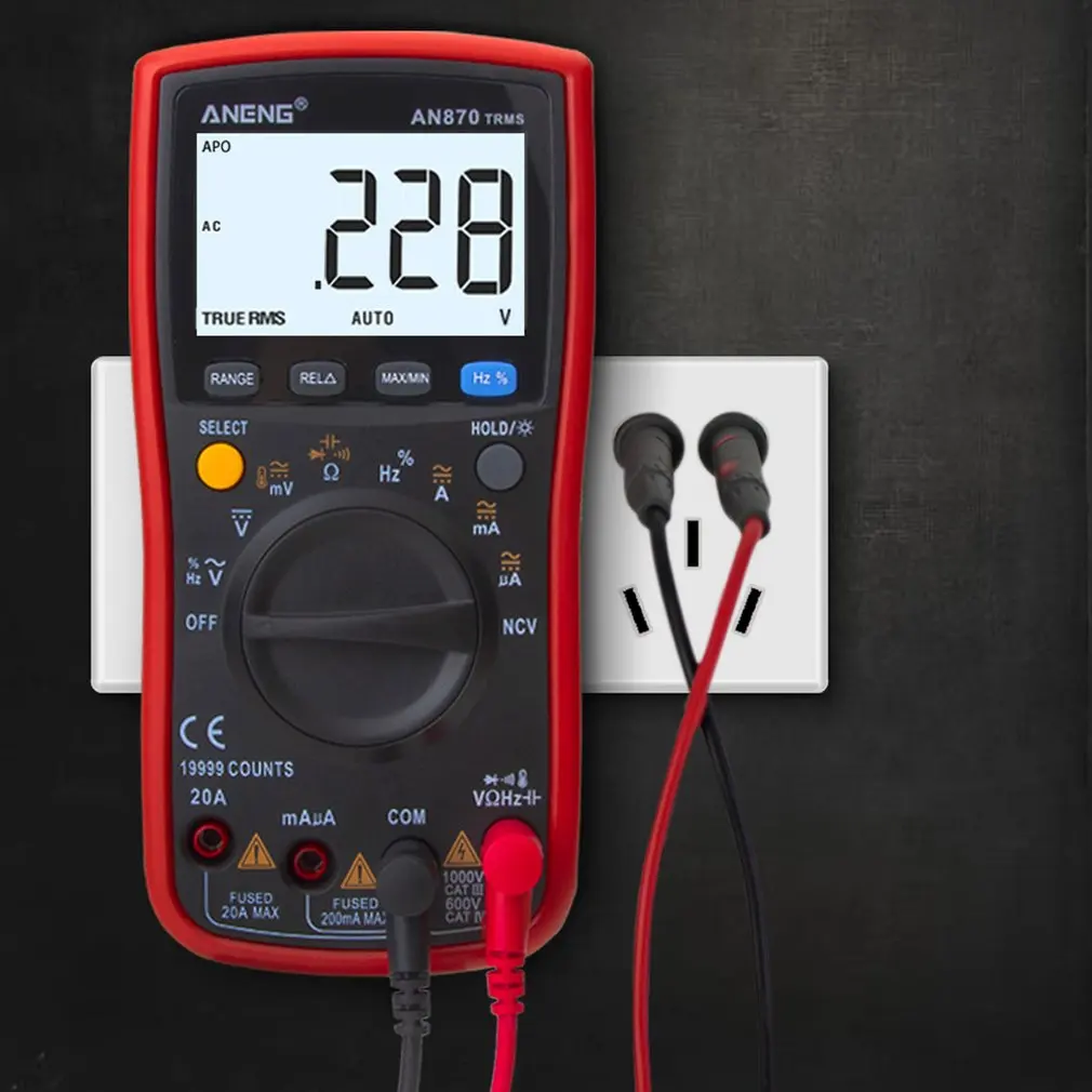 Высокоточный интеллектуальный цифровой мультиметр автоматический многофункциональный электрик цифровой дисплей Aneng An870