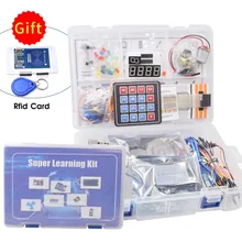 Kit de partida para arduino uno r3-tábua de pão/sensor ultrassônico/servo/1602 lcd/uno r3 com tutorial e kit rc522 rfid