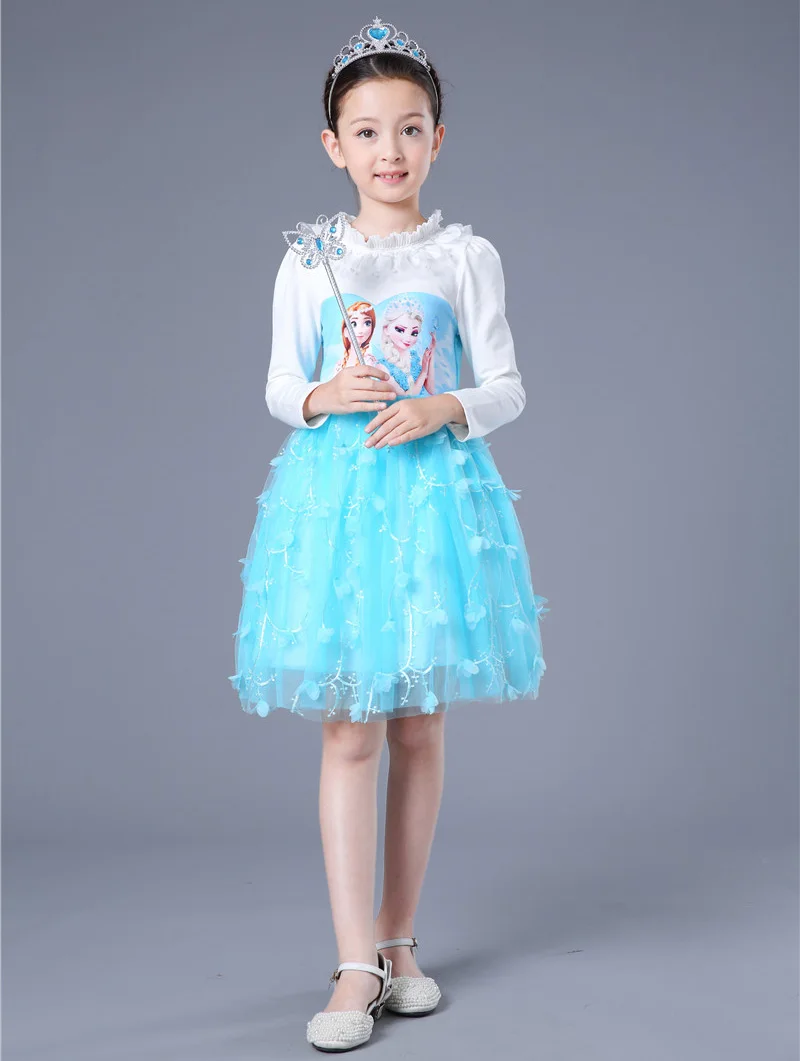 Blue Thicken Cloak Детское платье зимние Утепленные платья принцессы Эльзы и Анны для девочек ясельного возраста, подростков, Рождество, Хэллоуин Одежда для косплея, день рождения 10 - Цвет: Blue Thicken Cloak