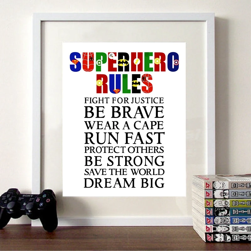 Superhero Canvas Painting Playroom Decor