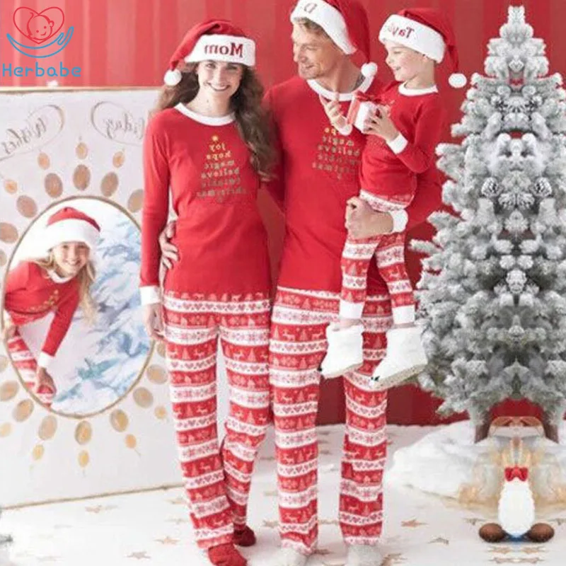 Herbabe/рождественские пижамы; одинаковые комплекты для семьи; Рождественский комплект одежды; домашняя одежда для сна; Новогодний комплект одежды для папы и мамы