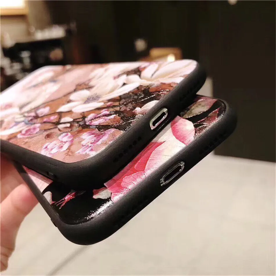 IPWSOO Рельефный цветок лист чехол для телефона для iPhone 11 Pro Max X XS Max XR перо чехол для iPhone 6 6s 7 8 Plus мягкая ТПУ задняя крышка
