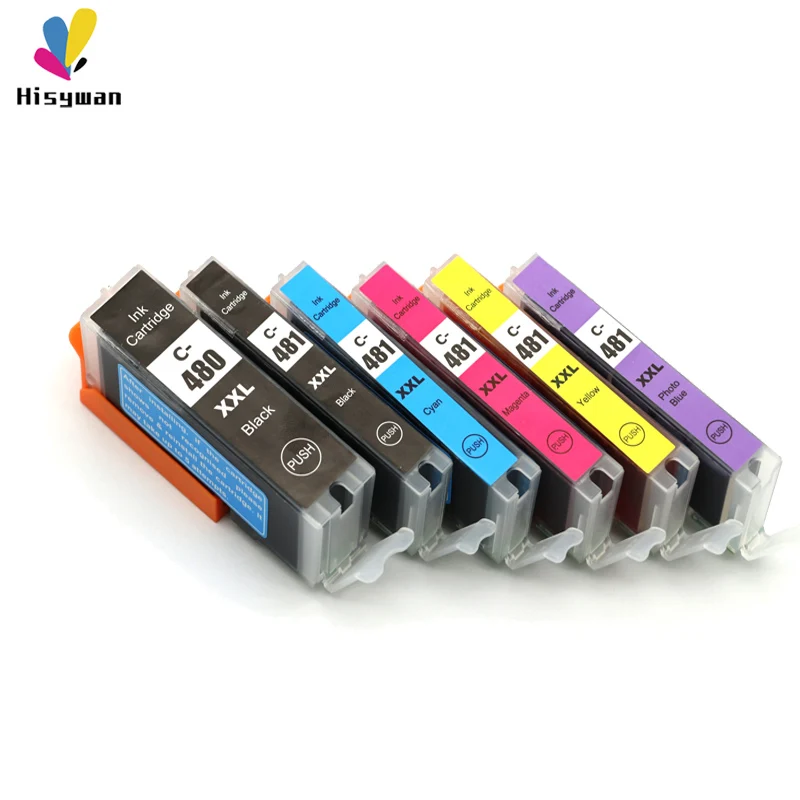 Hisywan PGI-480 CLI-481 чернильный картридж для принтера Canon PG480 CLI481 Pixma TS6140 TS8140 TS9140 TR7540 TR8540 для PGI480 CLI481 - Цвет: 6 Colors