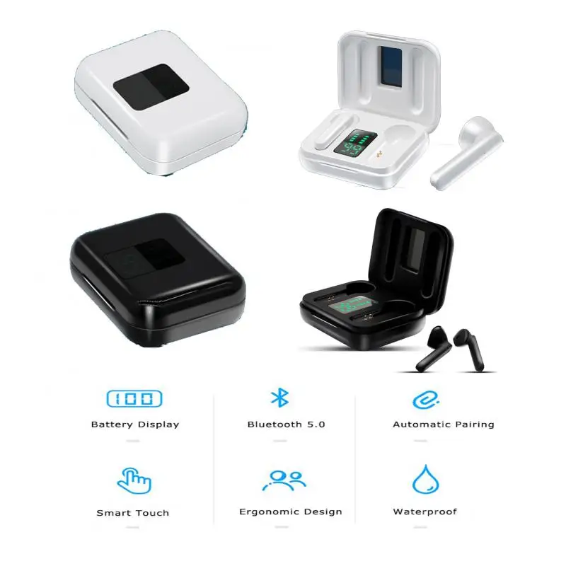 Беспроводные Bluetooth наушники со светодиодным дисплеем и аккумулятором|Наушники