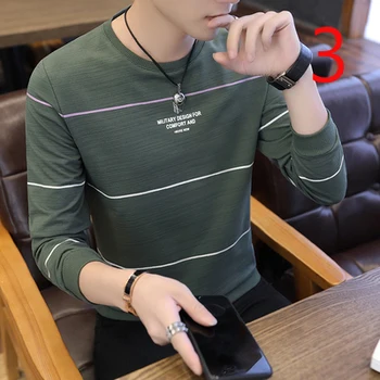 

Autumn 2019 new tide men's long-sleeved t-shirt streaming Korean version of self-cultivation 3004