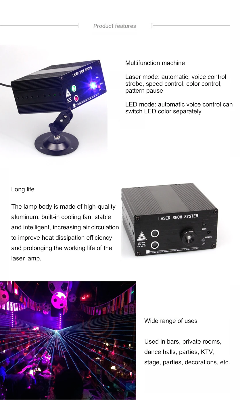 New remote control red green blue 3 color 48 picture laser light 12V strobe laser light KTV disco DJ stage light