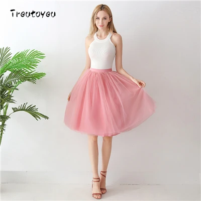 Mauve red Готическая 5 слоев 65 см Смешанные цвета пачка тюль юбка для женщин уличная Высокая талия плиссированные миди юбки spudniczki jupe rokken faldas - Цвет: Mauve red