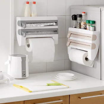 

Plastic Refrigerator Cling Film Storage Rack Shelf Wrap Cutting Wall Hanging Paper Towel Holder Kitchen Accessories