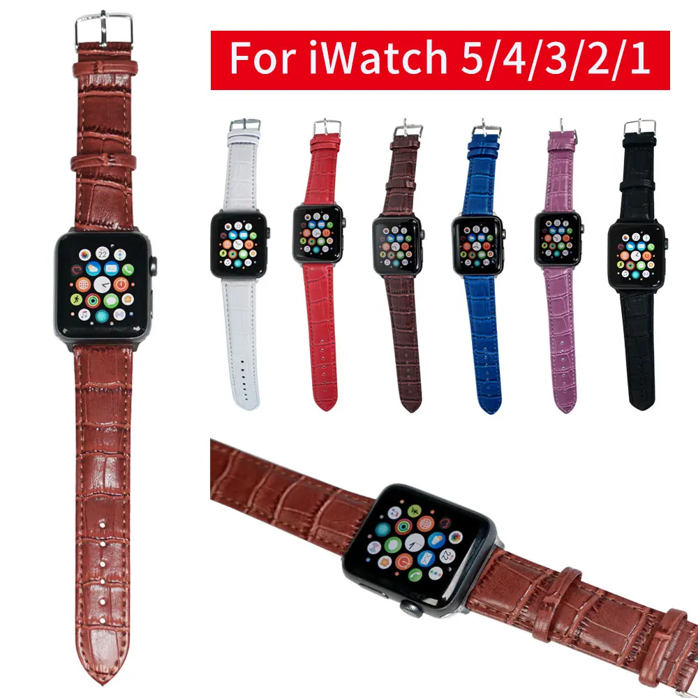 7 цветов коммерческий кожаный ремешок Apple Watch для iWatch 42/44 мм 38/40 серии 5/4/3/2/1|Ремешки