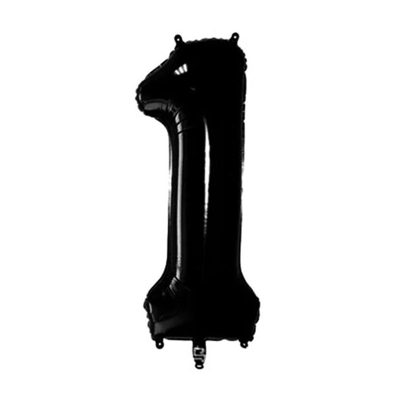 32inch black 1 Вечерние шары с пандой, украшения для первого дня рождения, Вечерние черные воздушные шары из фольги в виде цифр, вечерние игрушки для детей - Цвет: 32inch black 1
