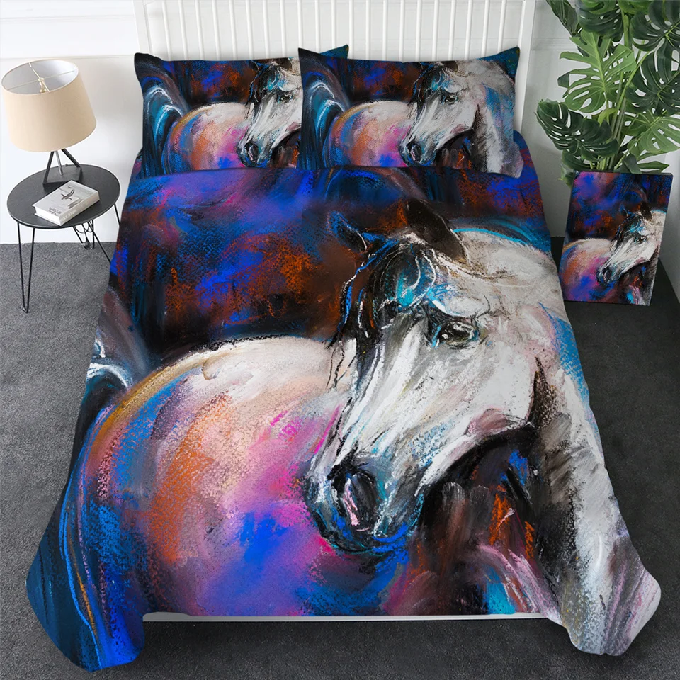 4 Постельные принадлежности Outlet Horses Постельный набор 3D Dusty Lightning принтованный пододеяльник двойной для взрослых покрывало для кровати фотография постельное белье 3 шт - Цвет: 4