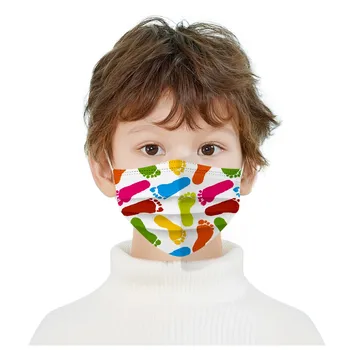

10/20/30 Mascarillas Infantiles Mascarilla 3 Capas Nonwove Face Masks Footprint Elastic Earloop Masque Respirator Boys Girls