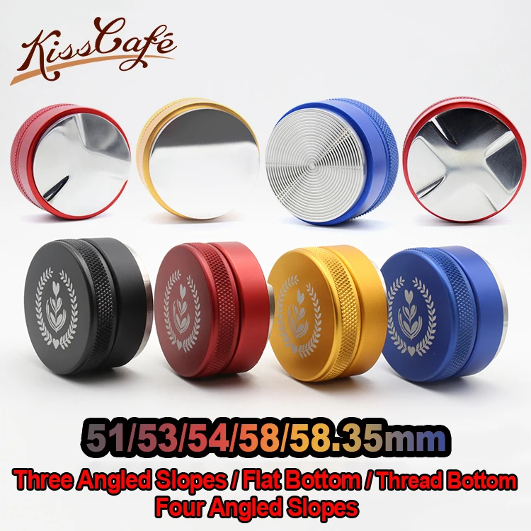 Billig 51 53 54 58 58,35mm Einstellbare 304 Edelstahl Kaffee Espresso Tamper Drei Abgewinkelt Pisten basis Gewinde Verteilung Werkzeuge