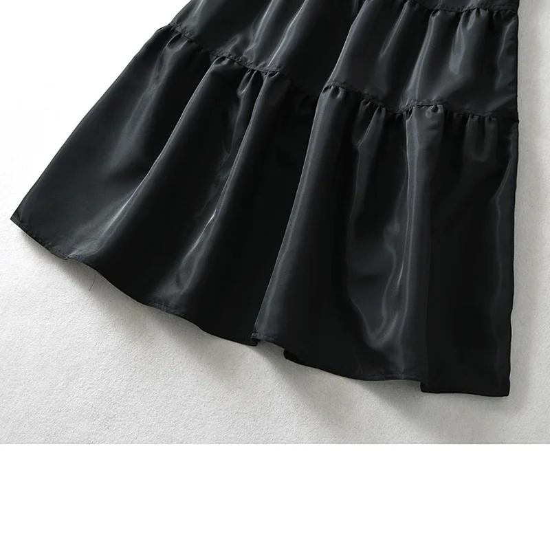 RR Taffeta многослойные юбки, женская модная свободная Однотонная юбка, женская элегантная плиссированная юбка на молнии, юбки до середины икры для женщин