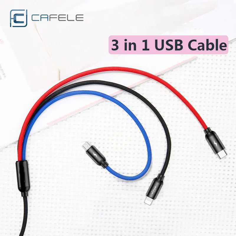 Кабель USB type-c Быстрая зарядка Плетеный три в одном три основных цвета строка данных для Ip Micor Xiaomi huawei интерфейс устройства