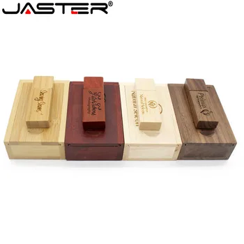 

JASTER Carbonized bamboo walnut wooden+box LOGO usb flash drive 4GB 8GB 16GB 32GB 64GB usb 2.0 photography gift U