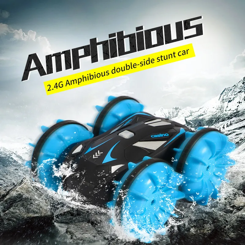

360 Rotate Rc Cars Remote Control Stunt Car 2 Sides Waterproof Driving On Water And Land Amphibious Electric Toys For Children