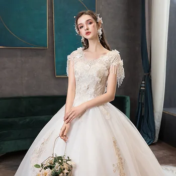 

luxury bridal gown lace up short sleeve wedding dresses anniversary gown vestido de noiva /свадебное платье/robe de mariee