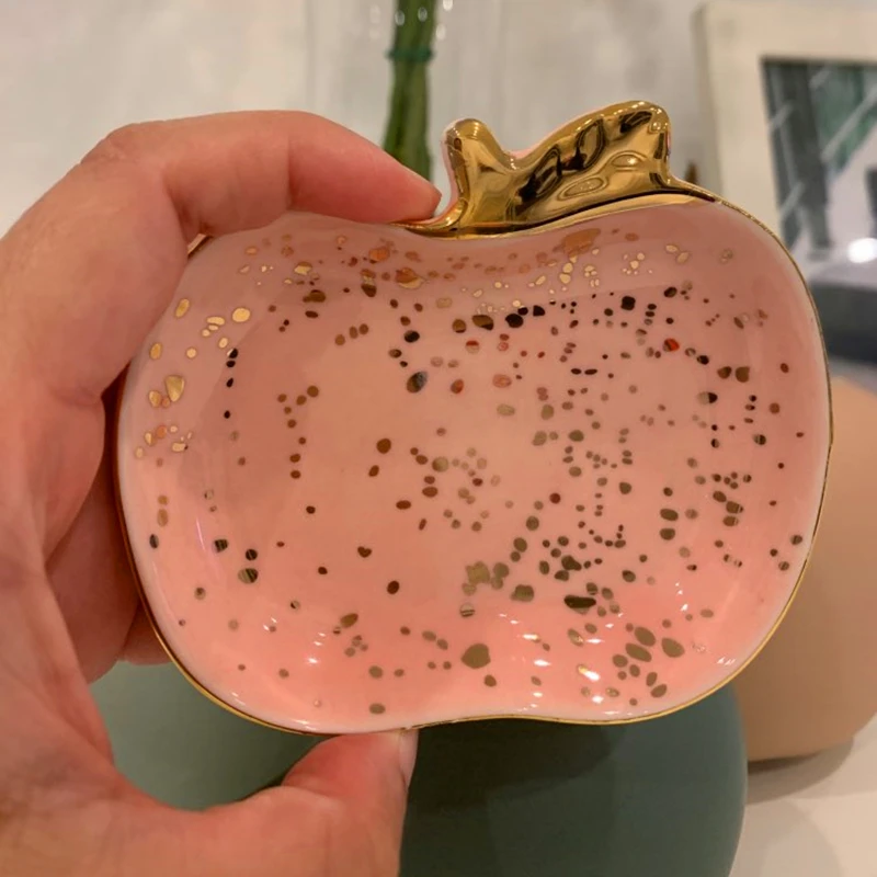

Nordic Ceramic Watermelon Apple Small Jewelry Dish Earrings Necklace Ring Storage Plates Fruit Dessert Display Bowl Decoration
