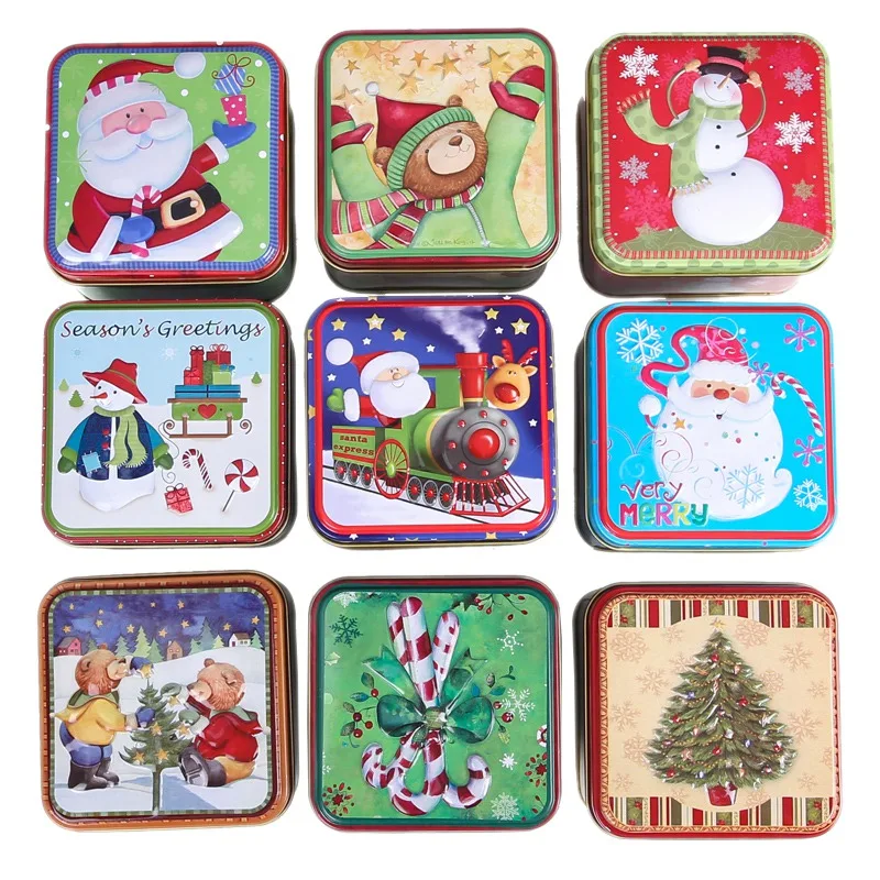 

Candy Box Cute Christmas Mini Gift Package Tin Box Candy Baking Cookies Biscuit Case Container Sealed Storage Jar Random Pattern