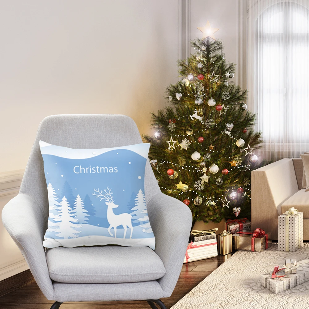 Голубая Снежинка, персиковая кожа, подушка диванная подушка, чехол с рождеством, декоративные домашние наволочки, Funda Housse De cussin cojines