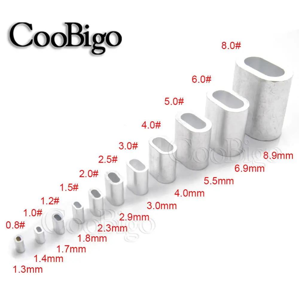 Cable Crimps Sleeves 50pcs 1 32 5 16 Hole Aluminum Cable Crimps Sleeves Cable Ferrule Stops For Snare Wire Rope Clip Swage Trap Barrel Fitting