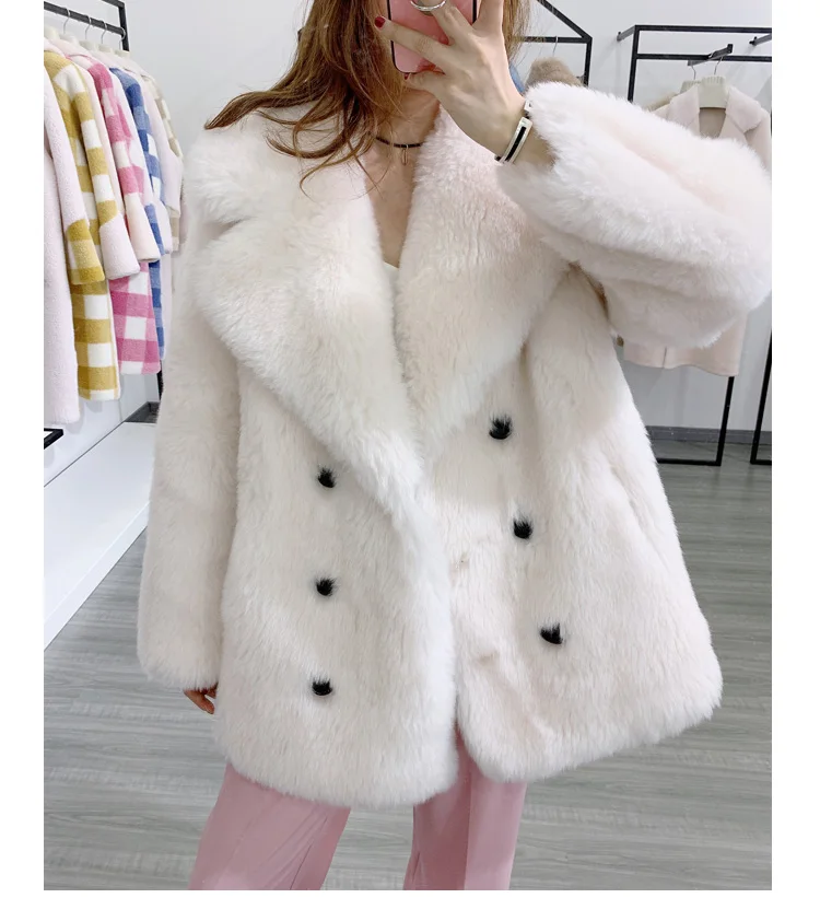 Новинка, осенне-зимнее женское теплое меховое пальто с натуральными гранулами для стрижки овец, женская меховая куртка, уличная одежда